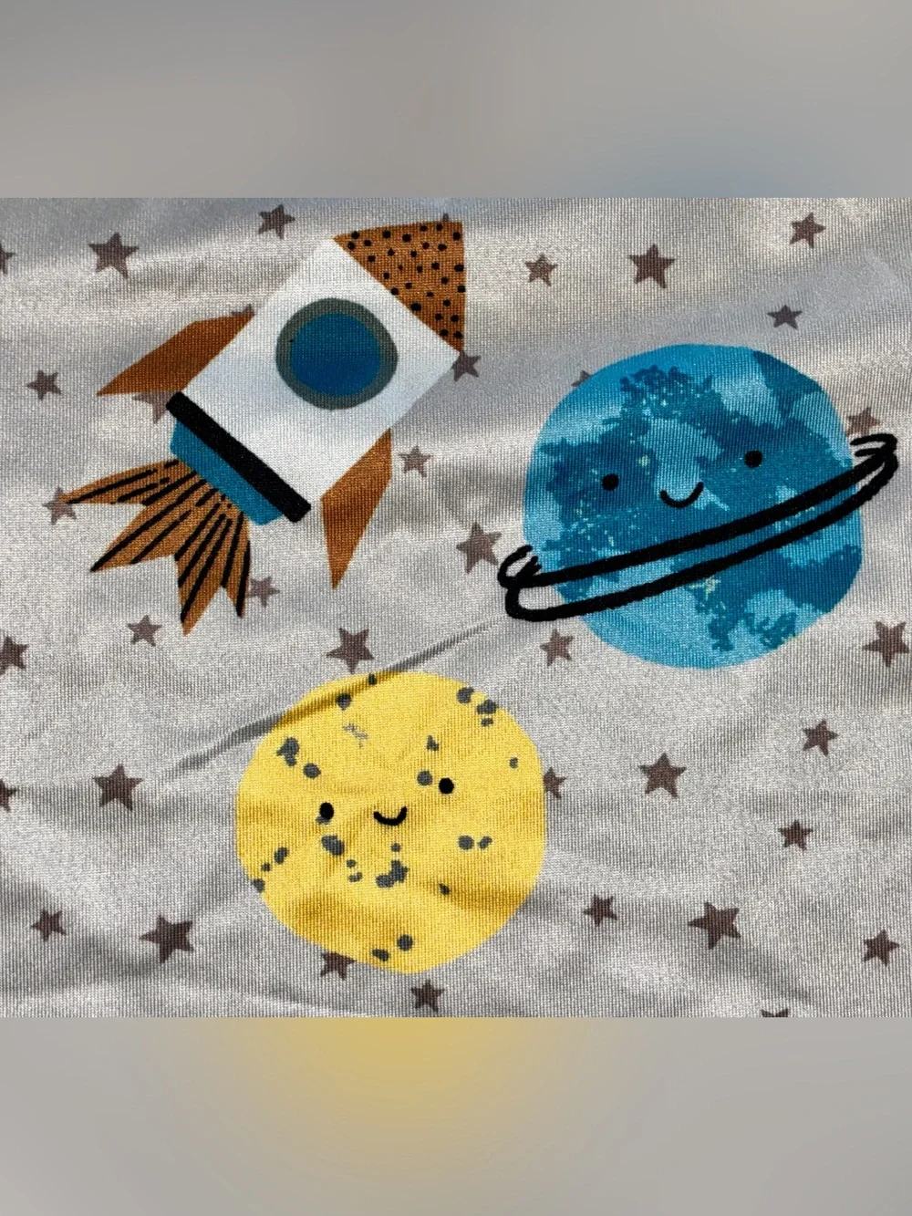 SHEIN Kids Space Rocket Pajama Tops - Blue, White, Gray